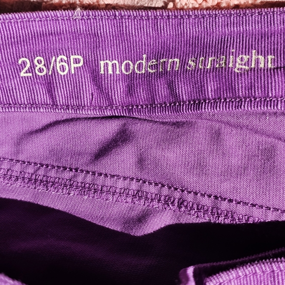 Loft Corduroy Modern Straight Pants Magenta 6P - Picture 3 of 13